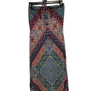 Colorful Bright Maxi Halter Sundress Size Small